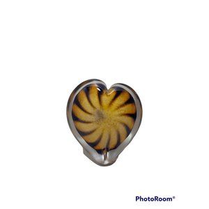 The Glass Forge Hand Blown Glass Signed Heart Paperweight 3.5"x4"